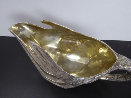 SOLID SILVER HEAVY SWAN SAUCE BOAT - ADDITIONAL PHOTO 8