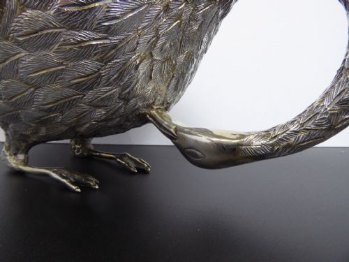 SOLID SILVER HEAVY SWAN SAUCE BOAT - ADDITIONAL PHOTO 9