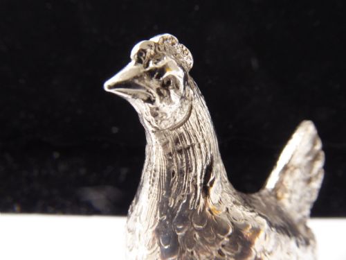 SOLID SILVER GERMAN HEN FIGURE - ADDITIONAL PHOTO 1