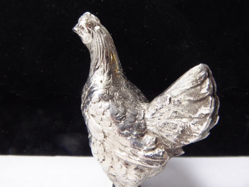 SOLID SILVER GERMAN HEN FIGURE - ADDITIONAL PHOTO 3