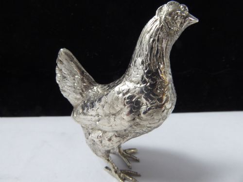solid silver german hen figure - CATEGORY: ANTIQUE SILVER - DATED 1900