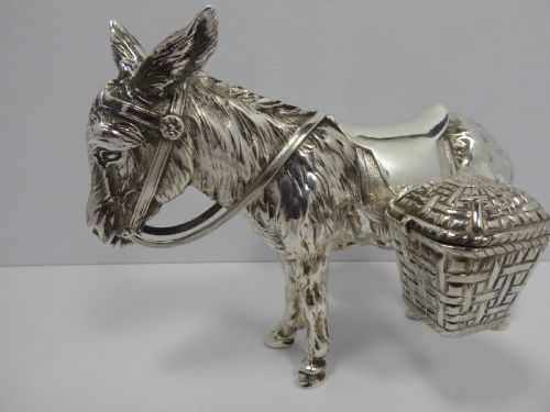 extremely rare solid silver model of a donkey - CATEGORY: ANTIQUE SILVER - DATED 1900