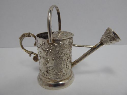 stunning solid silver miniature watering can - CATEGORY: ANTIQUE SILVER - DATED 1900