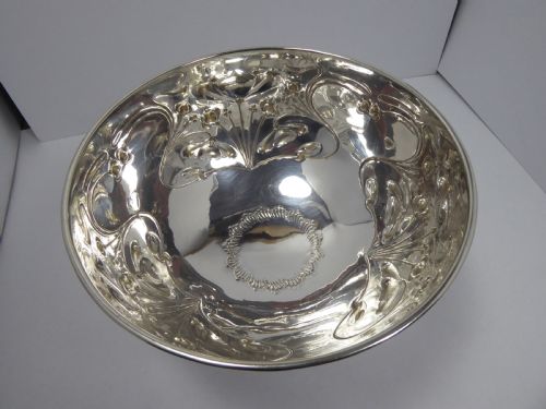 SOLID SILVER STUNNING ART NOUVEAU BOWL - ADDITIONAL PHOTO 3