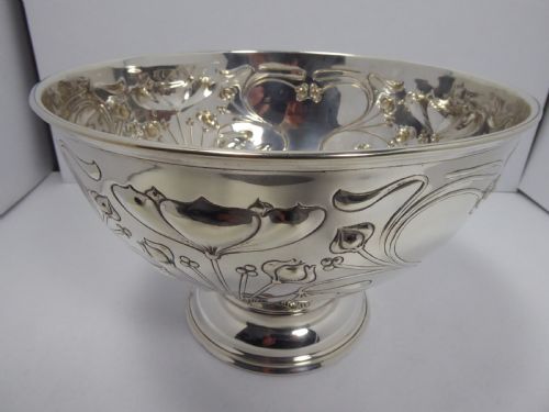 SOLID SILVER STUNNING ART NOUVEAU BOWL - ADDITIONAL PHOTO 11