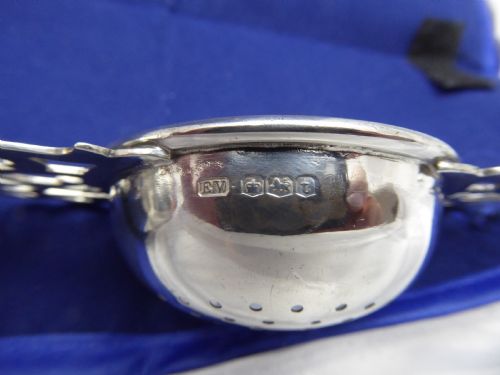SOLID SILVER TEA STRAINER AND BOWL - ADDITIONAL PHOTO 1