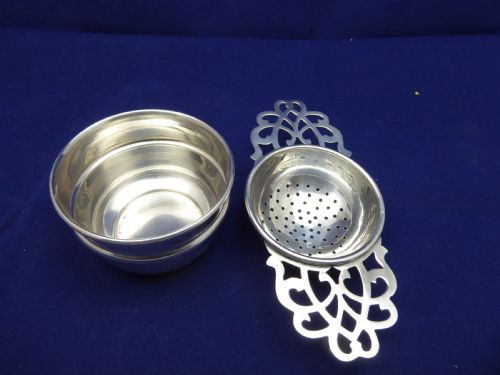 SOLID SILVER TEA STRAINER AND BOWL - ADDITIONAL PHOTO 3