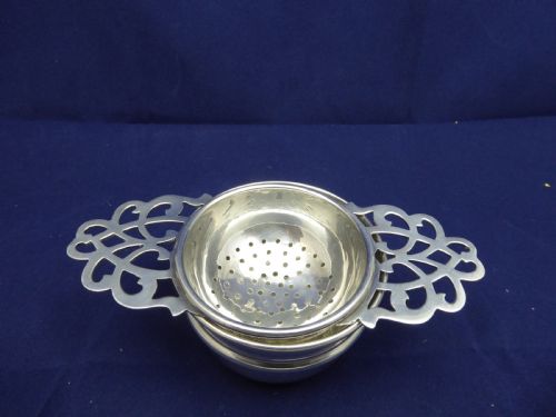 SOLID SILVER TEA STRAINER AND BOWL - ADDITIONAL PHOTO 5