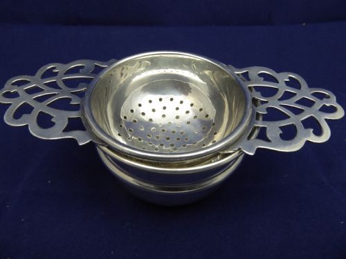 SOLID SILVER TEA STRAINER AND BOWL - ADDITIONAL PHOTO 6