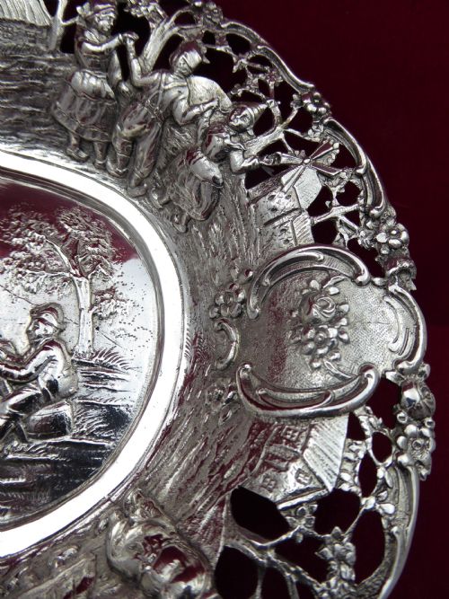 STUNNING SOLID SILVER GERMAN OVAL FIGURAL BOWL - ADDITIONAL PHOTO 3