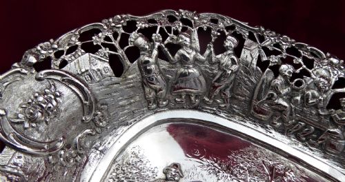 STUNNING SOLID SILVER GERMAN OVAL FIGURAL BOWL - ADDITIONAL PHOTO 4