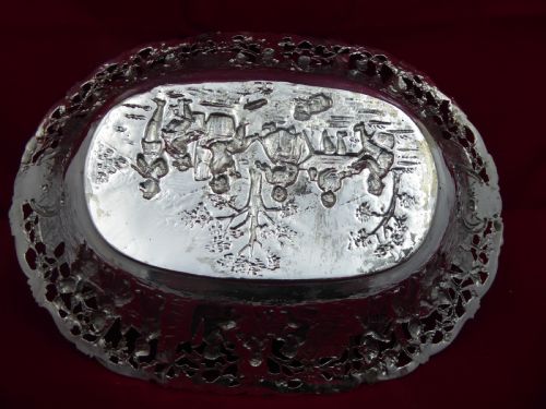 STUNNING SOLID SILVER GERMAN OVAL FIGURAL BOWL - ADDITIONAL PHOTO 5