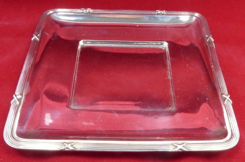 SOLID SILVER AND GLASS INKWELL AND TRAY CIRCA 1900'S - ADDITIONAL PHOTO 2