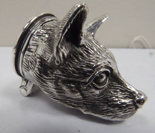 SOLID SILVER FOXDOG PILL SNUFF BOX - ADDITIONAL PHOTO 2