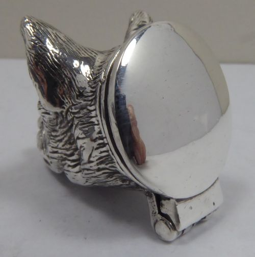 SOLID SILVER FOXDOG PILL SNUFF BOX - ADDITIONAL PHOTO 3
