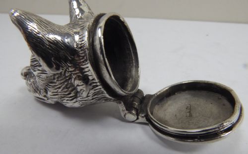 SOLID SILVER FOXDOG PILL SNUFF BOX - ADDITIONAL PHOTO 4