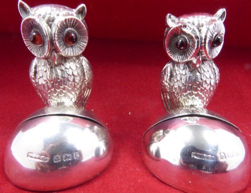 solid silver double headed owl menu holder 1906 - CATEGORY: ANTIQUE SILVER - DATED 1900