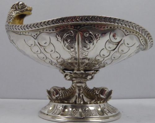 solid silver fish head sweetnut dish 1950's - CATEGORY: ANTIQUE SILVER - DATED 1950