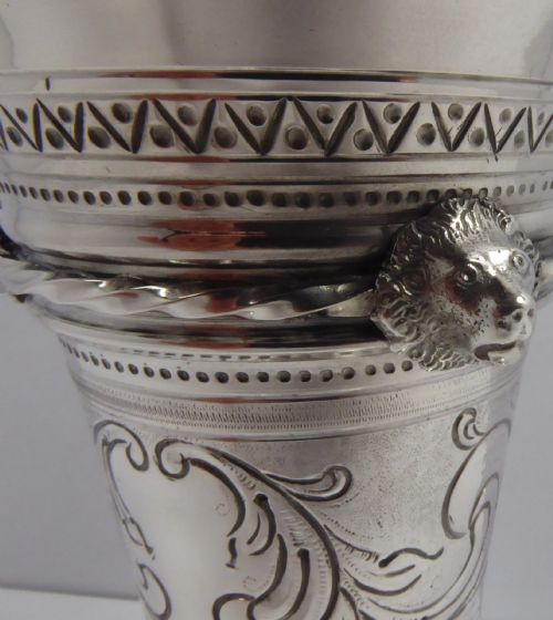 SOLID SILVER LIONS HEAD VASE - ADDITIONAL PHOTO 2