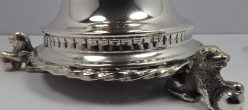 SOLID SILVER LIONS HEAD VASE - ADDITIONAL PHOTO 3
