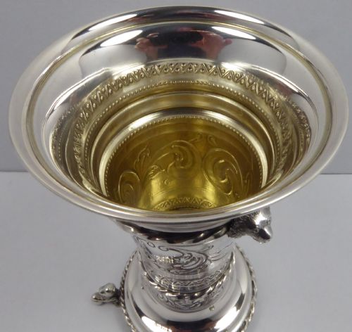 SOLID SILVER LIONS HEAD VASE - ADDITIONAL PHOTO 4