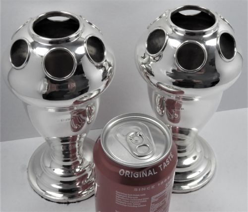 RARE PAIR OF SOLID SILVER VASES 1919 - ADDITIONAL PHOTO 1