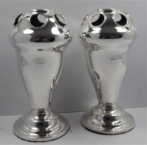 RARE PAIR OF SOLID SILVER VASES 1919 - ADDITIONAL PHOTO 2