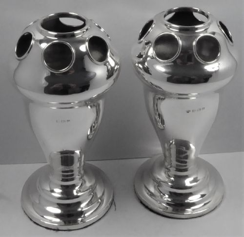 RARE PAIR OF SOLID SILVER VASES 1919 - ADDITIONAL PHOTO 3