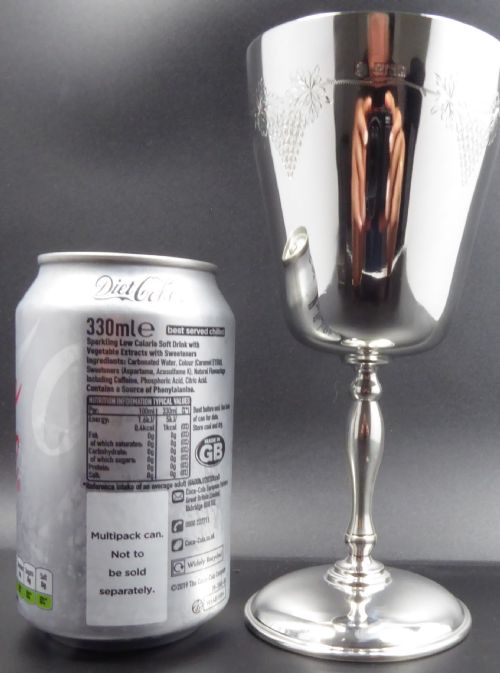SOLID SILVER LARGE HEAVY PAIR OF WINE GOBLETS - ADDITIONAL PHOTO 14