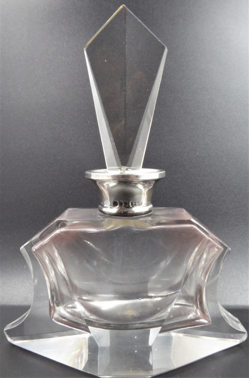 art deco silver topped perfume bottle 1930 - CATEGORY: ANTIQUE SILVER - DATED 1930