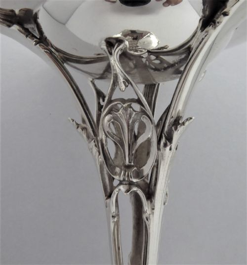 STUNNING SOLID SILVER ART NOUVEAU STANDING BOWL1911 - ADDITIONAL PHOTO 4