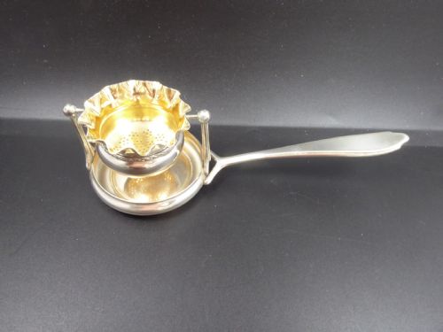 solid silver tea strainer and bowl 1900's - CATEGORY: ANTIQUE SILVER - DATED 1900