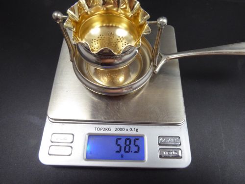 SOLID SILVER TEA STRAINER AND BOWL 1900'S - ADDITIONAL PHOTO 7