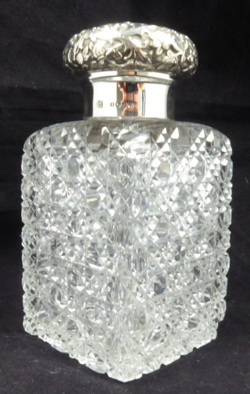 charles asprey silver and glass perfumedecanter bottle 1884 - CATEGORY: ANTIQUE SILVER - DATED 1880