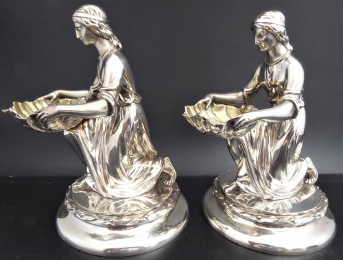 extremely rare pair solid silver 1851 charles and george fox - CATEGORY: ANTIQUE SILVER - DATED 1850
