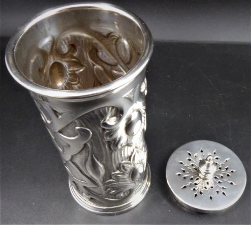 RARE SOLID SILVER ART NOUVEAU SUGAR CASTER 1899 - ADDITIONAL PHOTO 7