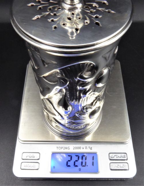 RARE SOLID SILVER ART NOUVEAU SUGAR CASTER 1899 - ADDITIONAL PHOTO 11