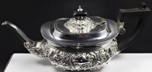 STUNNING SOLID SILVER 3 PCE TEA SET 1902 - ADDITIONAL PHOTO 3