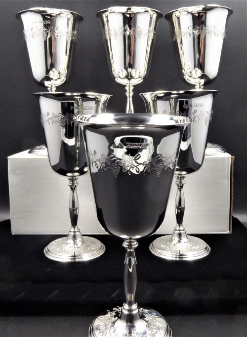SOLID SILVER SET OF 6 WINE GOBLET - ADDITIONAL PHOTO 2