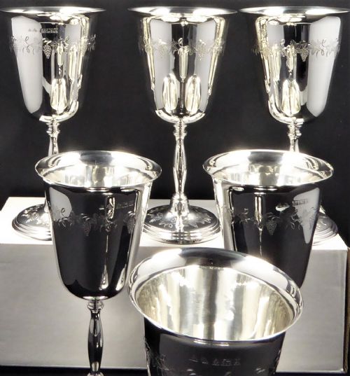 SOLID SILVER SET OF 6 WINE GOBLET - ADDITIONAL PHOTO 4