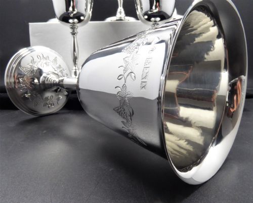 SOLID SILVER SET OF 6 WINE GOBLET - ADDITIONAL PHOTO 11