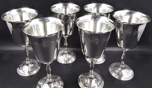 SOLID SILVER SET OF 6 WINE GOBLET - ADDITIONAL PHOTO 12