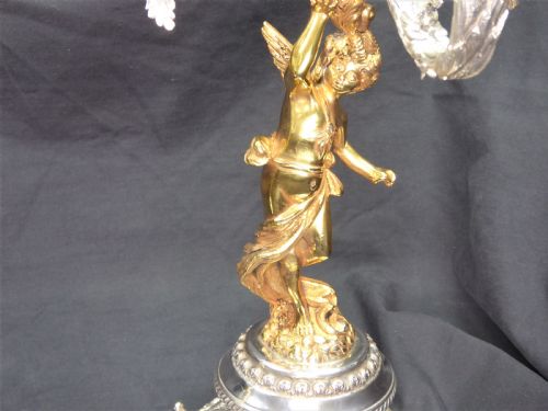 STUNNING PAIR OF SOLID SILVER AND GILT HEAVY CANDELABRAS - ADDITIONAL PHOTO 2