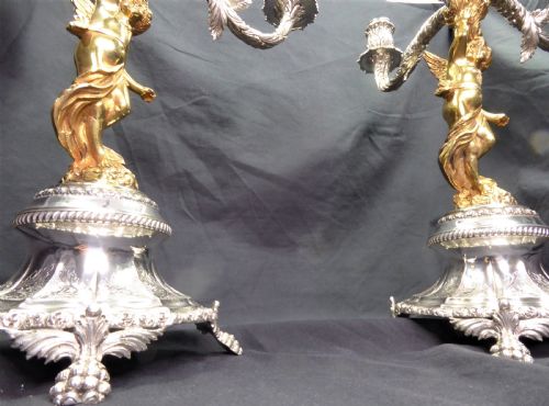STUNNING PAIR OF SOLID SILVER AND GILT HEAVY CANDELABRAS - ADDITIONAL PHOTO 10