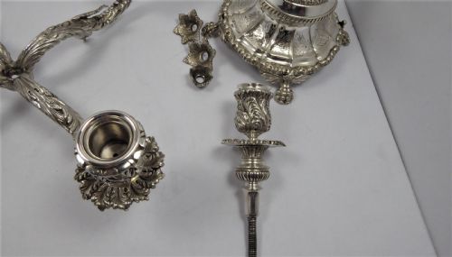 STUNNING PAIR OF SOLID SILVER AND GILT HEAVY CANDELABRAS - ADDITIONAL PHOTO 13