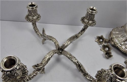 STUNNING PAIR OF SOLID SILVER AND GILT HEAVY CANDELABRAS - ADDITIONAL PHOTO 14