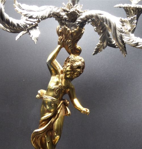 STUNNING PAIR OF SOLID SILVER AND GILT HEAVY CANDELABRAS - ADDITIONAL PHOTO 20