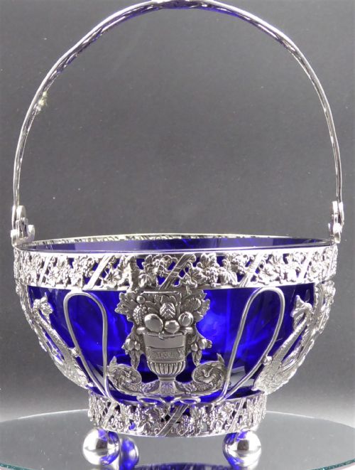 STUNNING SOLID SILVER AND GLASS BASKET - ADDITIONAL PHOTO 1