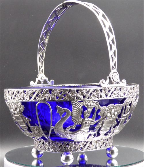 STUNNING SOLID SILVER AND GLASS BASKET - ADDITIONAL PHOTO 2
