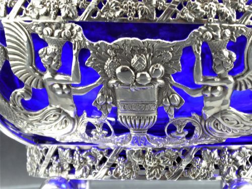 STUNNING SOLID SILVER AND GLASS BASKET - ADDITIONAL PHOTO 6